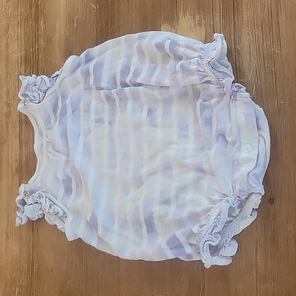 Baby Gap lavender tie dye and striped bodysuit with ruffles